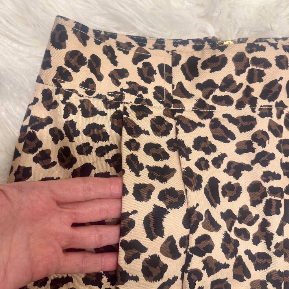 2010s Marc by Marc Jacobs Cheetah Print Cotton Mini Skirt Gold Zip Pleated Sz 4 - Picture 2 of 8